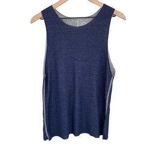 Blue Life fit navy blue split back grey stitch active tank extra small MSRP 65